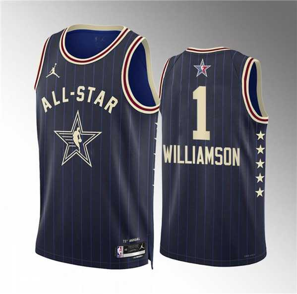 Mens 2024 All-Star #1 Zion Williamson Navy Stitched Basketball Jersey